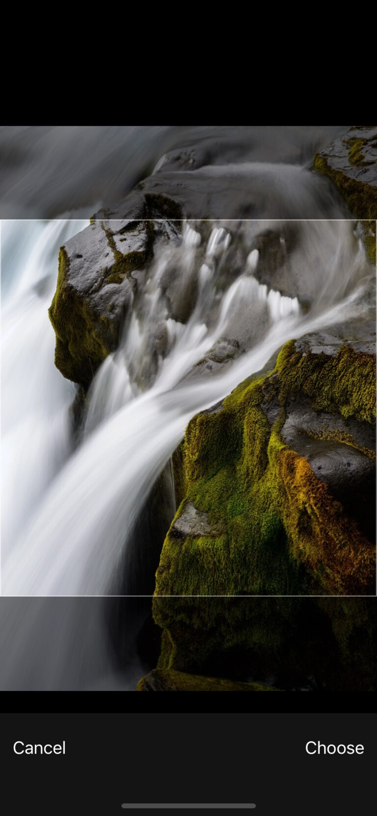 After choosing a photo, the photo is cropped. The app is designed to work with square photos -- Instagram ready.